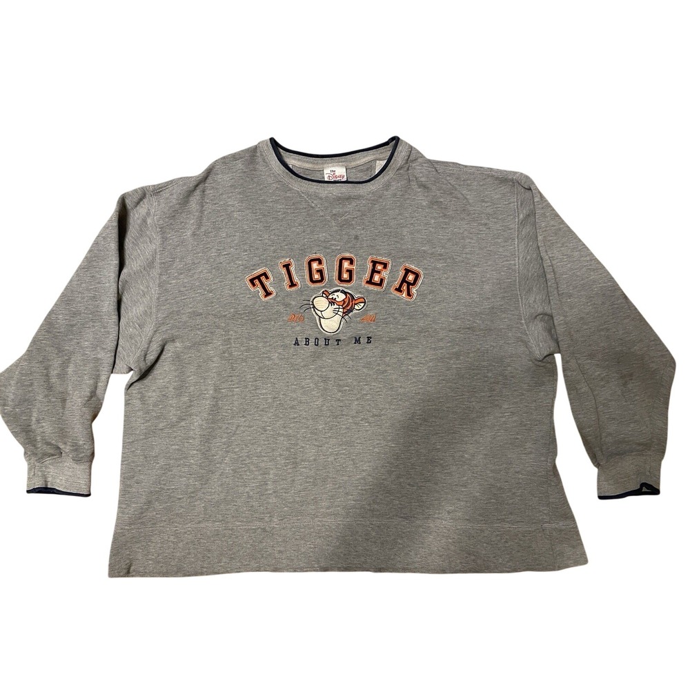 Vintage Disney Store Tigger Sweatshirt Mens XXL Gray Embroidered Winnie the Pooh